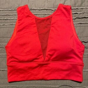 Senita Athletics Victoria sports bra medium longline mesh detail Poppy color